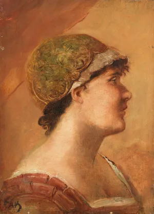 Woman's Head in Profile by Friedrich August Von Kaulbach Oil Painting