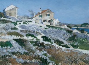 Fischerhauser auf Lussin by Friedrich Beck Oil Painting