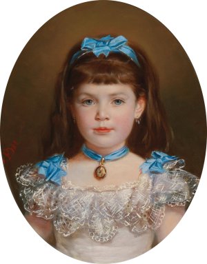 Portrait of a Girl by Friedrich Deutsch Oil Painting