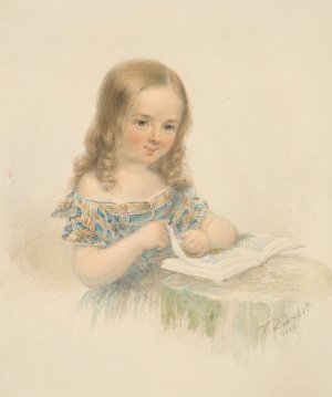 Girl with a Book by Friedrich Dewehrt Oil Painting