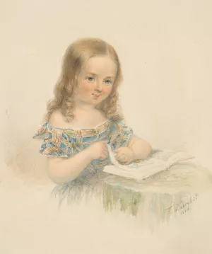 Girl with a Book by Friedrich Dewehrt Oil Painting