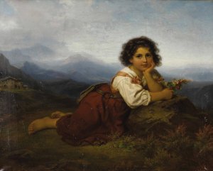 Young Girl With Flower by Friedrich Durck Oil Painting