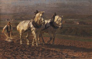 Bauer mit Pferdegespann by Friedrich Eckenfelder Oil Painting