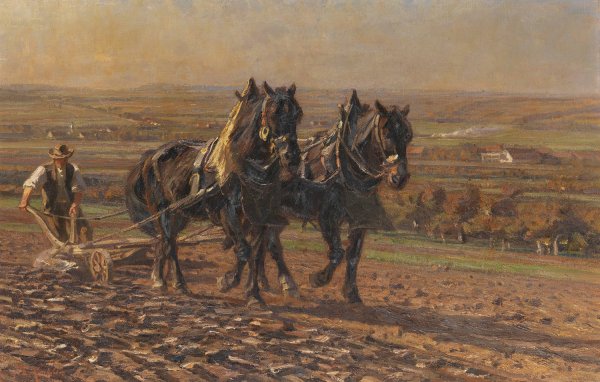 Pflugender Bauer  by Friedrich Eckenfelder - Hand-Painted Oil Painting Reproduction