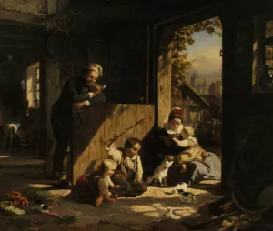 Fang Die Maus by Friedrich Eduard Meyerheim Oil Painting