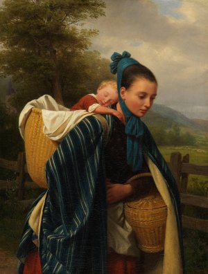 Harzerin mit Kind by Friedrich Eduard Meyerheim Oil Painting