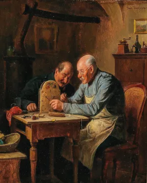 A Difficult Problem by Friedrich Friedlander Oil Painting