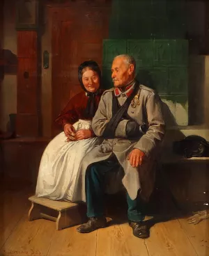 An Elderly Couple by Friedrich Friedlander Oil Painting
