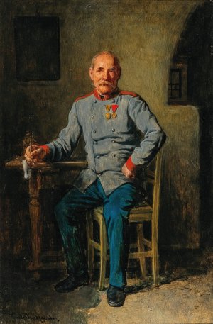 Ausgedienter Soldat by Friedrich Friedlander Oil Painting