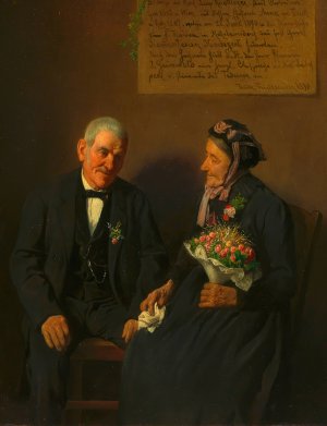 Das Ehepaar Knottinger nach der Feier ihrer diamantenen Hochzeit by Friedrich Friedlander Oil Painting