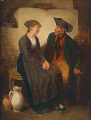 Der Verehrer by Friedrich Friedlander Oil Painting
