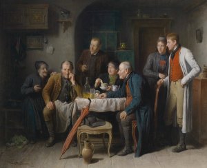 Die Brautwerbung by Friedrich Friedlander Oil Painting