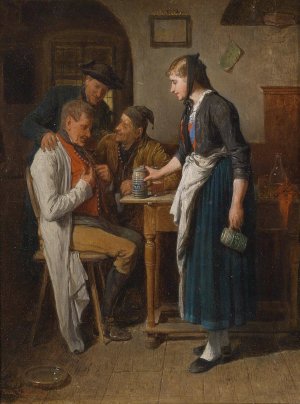 Die neue Weste by Friedrich Friedlander Oil Painting