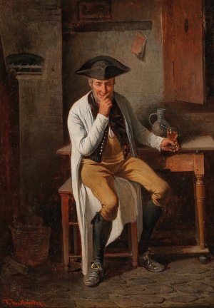 Ein guter Schluck by Friedrich Friedlander Oil Painting