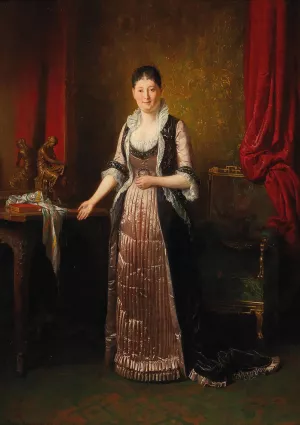 Lady in a Bourgeoise Interior by Friedrich Friedlander Oil Painting