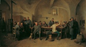 Soldaten In Der Kantine by Friedrich Friedlander Oil Painting