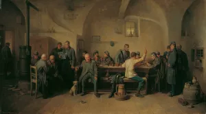 Soldaten In Der Kantine by Friedrich Friedlander Oil Painting