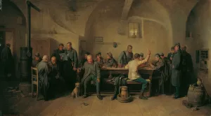 Soldaten in der Kantine by Friedrich Friedlander Oil Painting