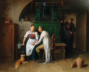 Stelldichein in der Stube Oil painting by Friedrich Friedlander