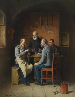 Umtrunk der Veteranen by Friedrich Friedlander Oil Painting