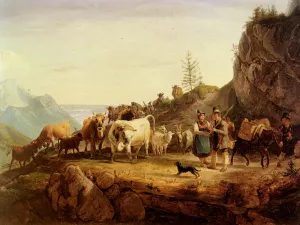 Almabtrieb by Friedrich Gauermann Oil Painting