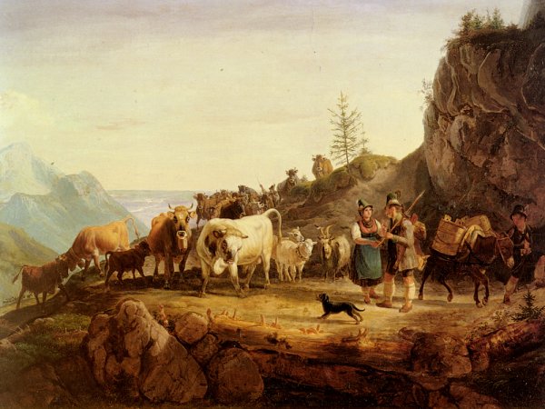 Main Product Photo of Almabtrieb Painting by Friedrich Gauermann