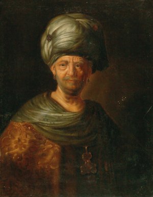 A Bearded Man In Oriental Costume by Friedrich Hartmann Barisien Oil Painting