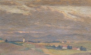 Abendlandschaft Mit Kirchturm by Friedrich Hasslwander Oil Painting