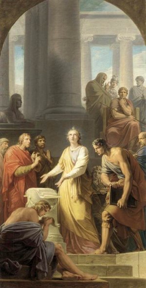 Catherine of Alexandria before the Emperor Maxentius by Friedrich Heinrich Fueger Oil Painting