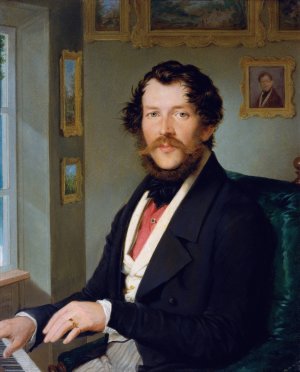 Bildnis eines Herrn vor dem Klavier by Friedrich Johann Gottlieb Lieder Oil Painting