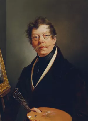 Selbstbildnis an der Staffelei Oil painting by Friedrich Johann Gottlieb Lieder