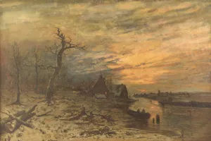 Winter landscape at twighlight Oil painting by Friedrich Joseph Nicolai Heydendahl