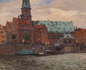 Blick auf die St. Katharinenkirche in Hamburg by Friedrich Kallmorgen Oil Painting