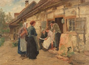 Der Brief aus Amerika by Friedrich Kallmorgen Oil Painting