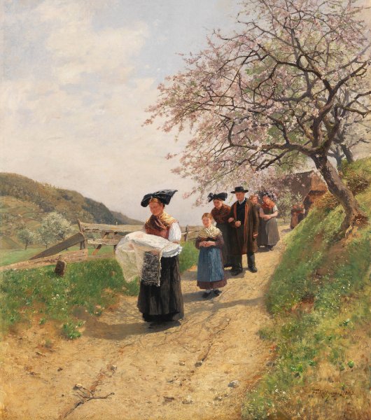 Main Product Photo of Der Taufgang  Painting by Friedrich Kallmorgen
