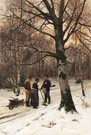 Forest in Winter by Friedrich Kallmorgen Oil Painting