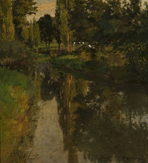 Landscape with a creek by Friedrich Kallmorgen Oil Painting