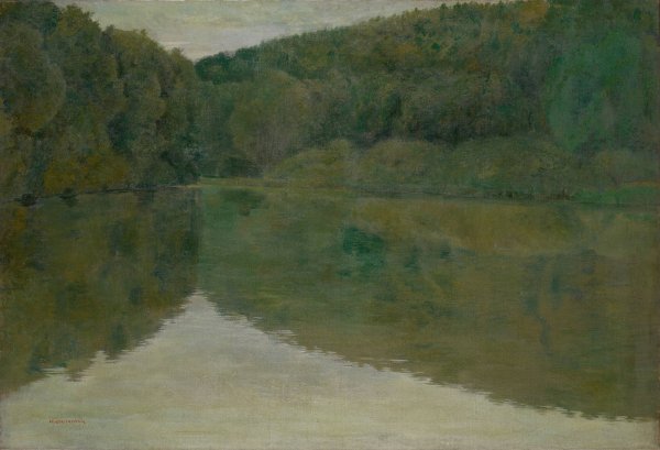 Der stille Teich  by Friedrich Konig - Hand-Painted Oil Painting Reproduction
