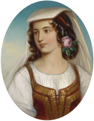 Madchen in suditalieniescher Tracht by Friedrich Krepp Oil Painting