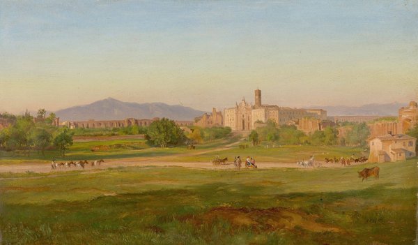 Blick auf die Basilica di Santa Croce in Gerusalemme  by Friedrich Loos - Hand-Painted Oil Painting Reproduction