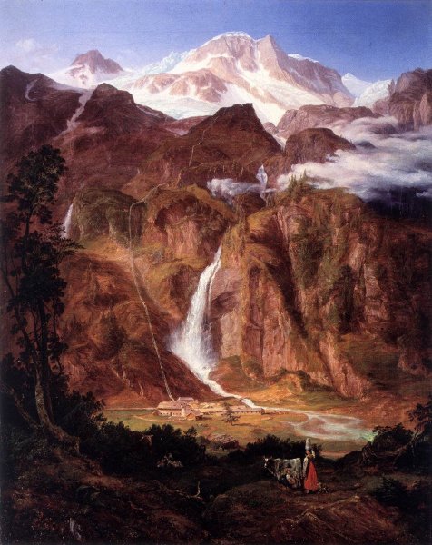 Main Product Photo of Kolm Saigurn in the Rauris Valley with the Sonnblick Painting by Friedrich Loos