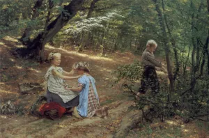 Children in the Forest by Friedrich Miess Oil Painting