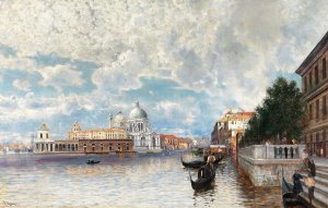 Venice, a view of Santa Maria della Salute by Friedrich Naht Oil Painting