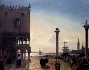 Piazza San Marco At Night by Friedrich Nerly The Younger Oil Painting