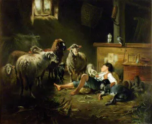 Shepherd by Friedrich Otto Gebler - Oil Painting Reproduction