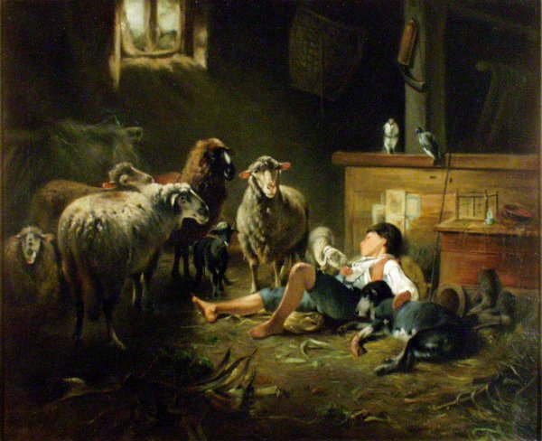 Shepherd by Friedrich Otto Gebler - Hand-Painted Oil Painting Reproduction