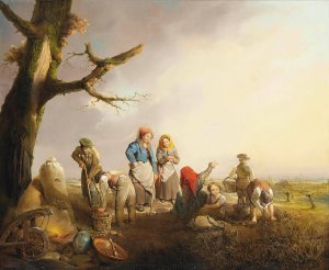 The potato pickers by Friedrich Otto Georgi Oil Painting
