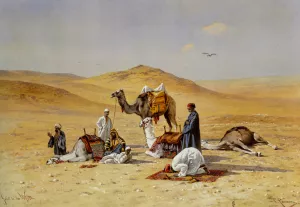 Gebet in der Wuste by Friedrich Perlberg Oil Painting