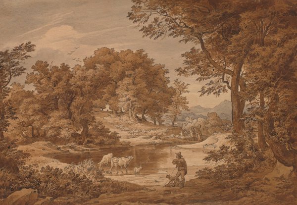 Italienische Landschaft mit Hirten  by Friedrich Preller The Elder - Hand-Painted Oil Painting Reproduction