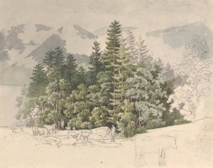 Alpine Landscape by Friedrich Salathe Oil Painting